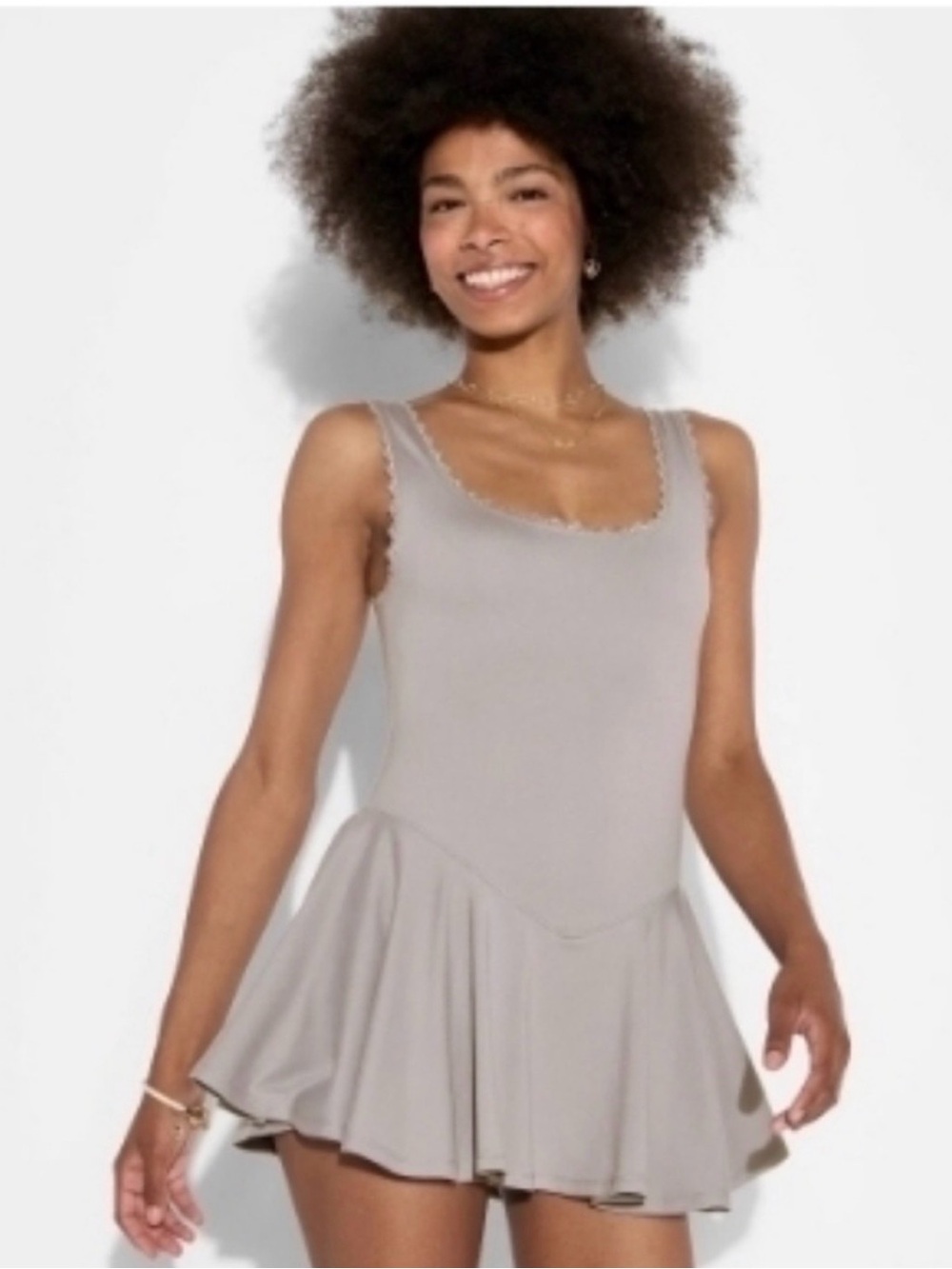 Wild Fable Women's Game Day Lace Drop Waist Mini Skater Dress Gray Size XS | NWT - Picture 1 of 10